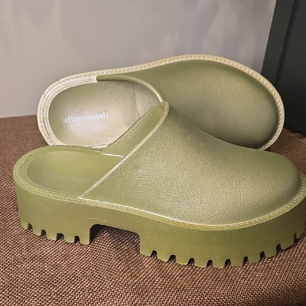 Free People Jeffrey Campbell Metallic Green Slip-On Clogs - Picture 2 of 5